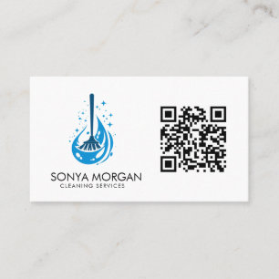 Bezemlogo Moderne Schoonmaakdiensten QR-code Visitekaartje