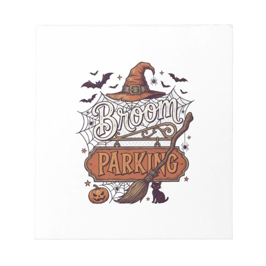 Bezemparkeer Halloween Heksenhoed Bezemsteel Zwart Notitieblok (Voorkant)