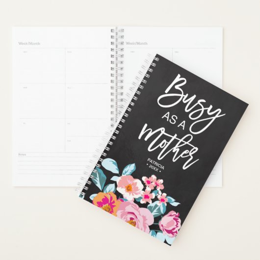 Bezig als Moeder Motivatie Bericht Floral Chalk Planner (Display)
