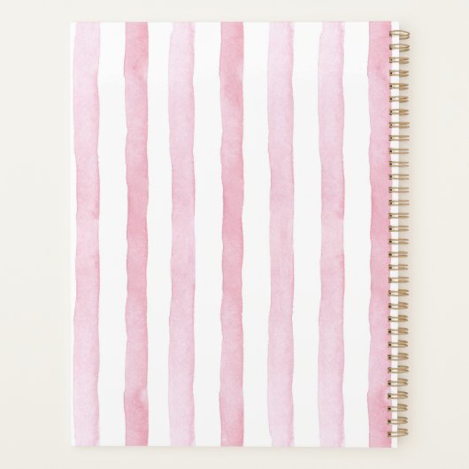 Bezig als moeder roze en wit gestreept planner (Achterkant)