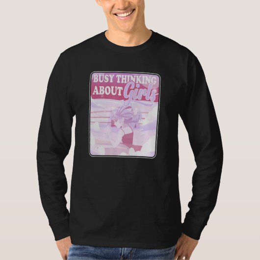 Bezig met denken over meisjes die pastalletje lesb t-shirt (Voorkant)