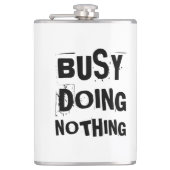 Bezig met niets doen heupfles (Voorkant)