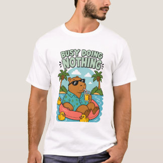Bezig met Nietsdoen | Grappige Capybara Zomer Zwem T-shirt
