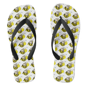 Bezig met roze bijen - Gele zwarte bijen - Afdruk Teenslippers