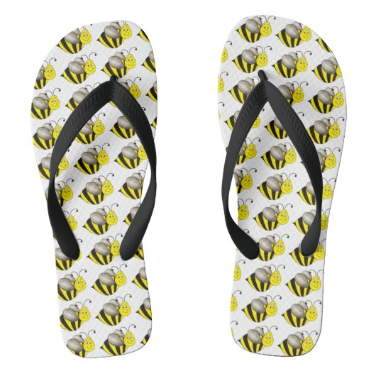 Bezig met roze bijen - Gele zwarte bijen - Afdruk Teenslippers (Voetbed)