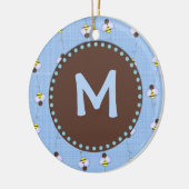 Bezige bijen Aangepast monogram Keramisch Ornament (Links)