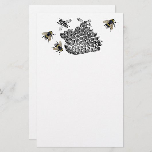 Bezige bijen briefpapier (Voorkant / Achterkant)