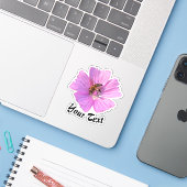 Bezige bijen op roze bloempitten sticker (Laptop met iPhone)