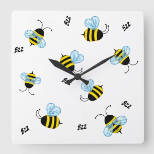 Bezige Buzzing Bumble Bees Honeybees Vierkante Klok