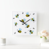 Bezige Buzzing Bumble Bees Honeybees Vierkante Klok (Huis)