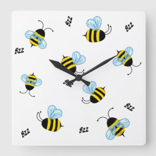 Bezige Buzzing Bumble Bees Honeybees Vierkante Klok