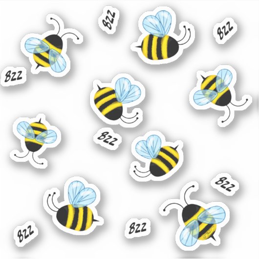 Bezige buzzing Bumblebees Honeybee Decale Stickers (Voorkant)
