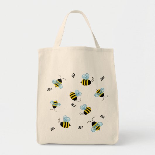 Bezige buzzing-bundelbijen, geschikt voor hergebru tote bag (Voorkant)