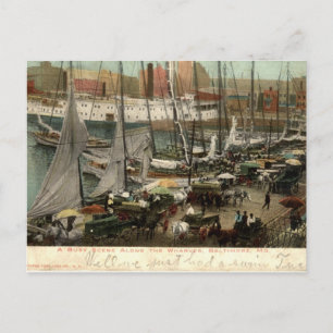 Bezige Scene langs de groeven, Baltimore, MD 1905 Briefkaart