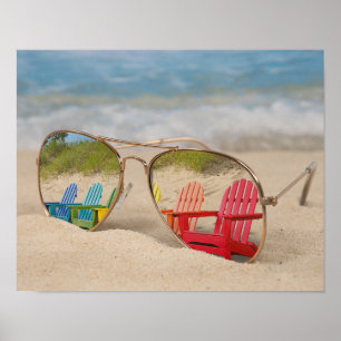Bezinning van "Beach Chairs" in zonnebrillen Poster