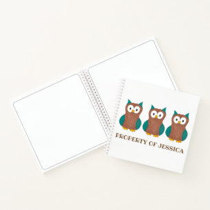 Bezit van gepersonaliseerde Wise Brown Owl Bird Ho Notitieboek