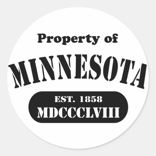 Bezit van Minnesota - zwarte tekst Ronde Sticker (Voorkant)