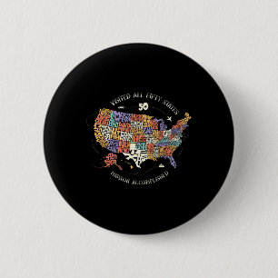 Bezocht Alle 50 staten Verenigde Staten Kaart Ronde Button 5,7 Cm