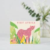  Bezoek Afrika Roze Cheetah Briefkaart (Staand voorkant)