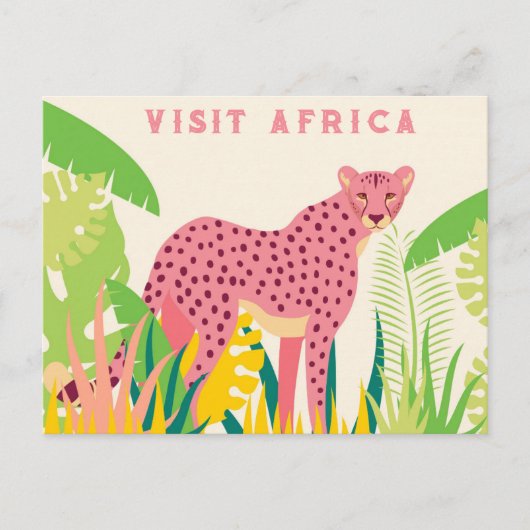  Bezoek Afrika Roze Cheetah Briefkaart (Voorkant)