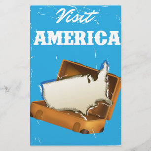 Bezoek amerika Retro oude reisposter Briefpapier