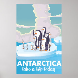Bezoek Antarctica Vintage-poster Poster