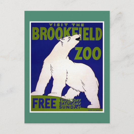 Bezoek Brookfield Zoo WPA Briefkaart (Voorkant)