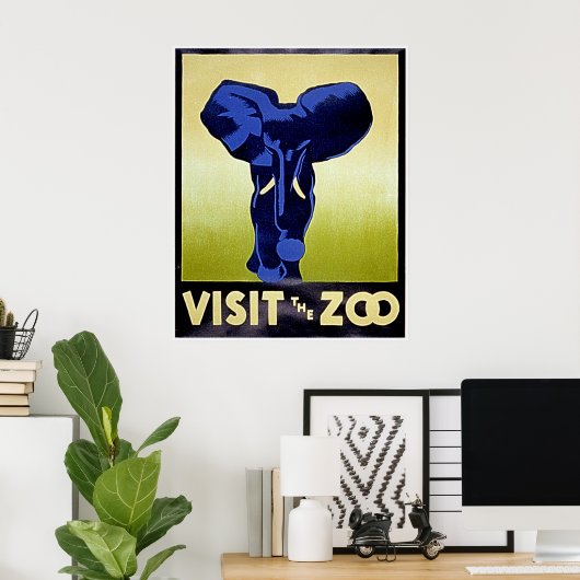 Bezoek de dierentuin - Olifant - WPA Poster (Thuiskantoor)