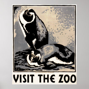 Bezoek de dierentuin - Pinguïn WPA Poster