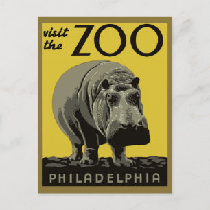  bezoek de dierentuin van Philadelphia Hippo Briefkaart
