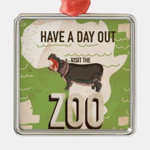 Bezoek de dierentuin vintage reisposter metalen ornament
