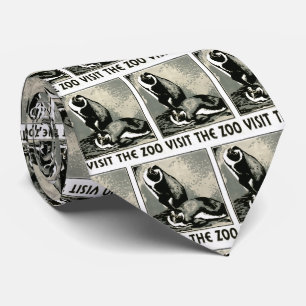 Bezoek de dierentuin -  WPA-Poster met pinguïns Stropdas