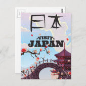 Bezoek de Japanse retro-reisposter. Briefkaart (Voorkant / Achterkant)