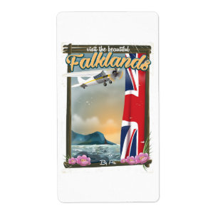 Bezoek de mooie Falklands-reisposter Etiket
