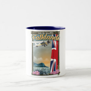 Bezoek de mooie Falklands-reisposter Tweekleurige Koffiemok