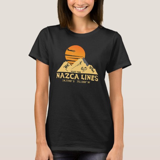 Bezoek de Nazca Lines Southern Peru Coordinates T-shirt (Voorkant)