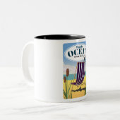 Bezoek de oceaan "Go by plane" Tweekleurige Koffiemok (Voorkant links)