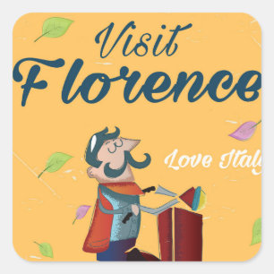 Bezoek Florence Italiaanse scooter reisposter Vierkante Sticker