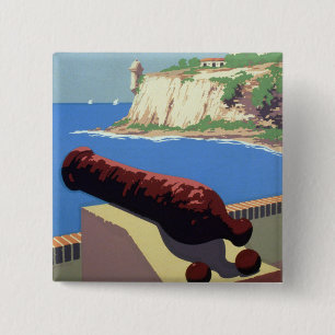 Bezoek Fort El Morro, Puerto Rico, Oud San Juan Vierkante Button 5,1 Cm