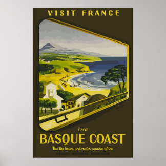 Bezoek Frankrijk De  Franse Poste aan de Baskische Poster