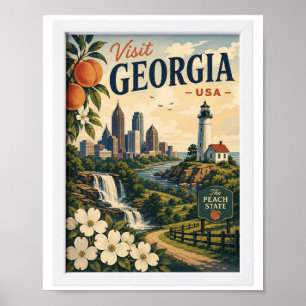 Bezoek Georgia State Travel Vintage Poster