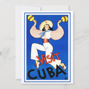 Bezoek Havana, Cuba, Vintage Reisposter Maracas