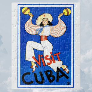 Bezoek Havana, Cuba, Vintage Reisposter Maracas Legpuzzel