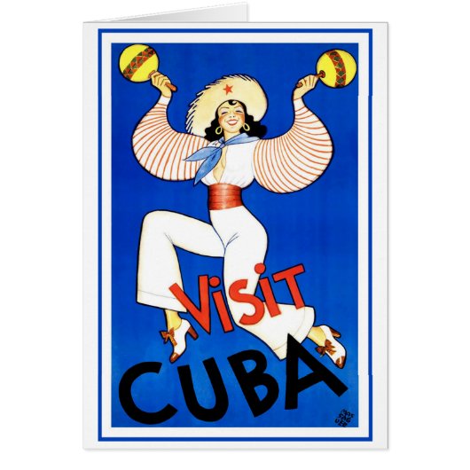 Bezoek Havana, Cuba, Vintage Travel Poster Maracas (Voorkant)