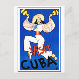 Bezoek Havana, Cuba, Vintage Travel Poster Maracas Briefkaart