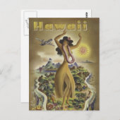 Bezoek Hawaii - Vintage-reis Briefkaart (Voorkant / Achterkant)