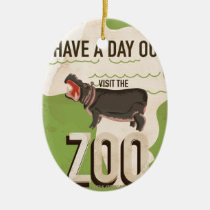 Bezoek het oude Reisposter van de Dierentuin Keramisch Ornament