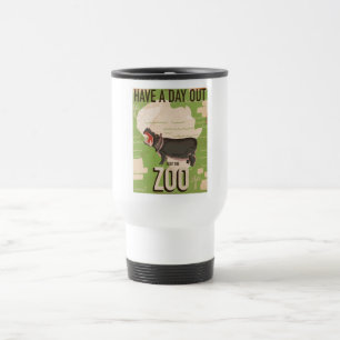 Bezoek het oude reisposter van de dierentuin reisbeker