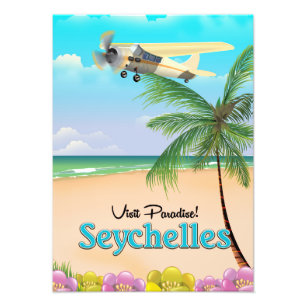 Bezoek het Paradijs! Seychellen reisposter Foto Afdruk