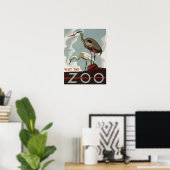bezoek het poster van de dierentuin met vogelkraa (Thuiskantoor)